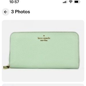 Large continental Kate spade wallet in pistachio.